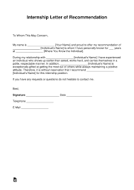 Free Recommendation Letter For Internship With Samples Pdf