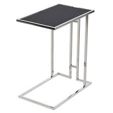 Stainless Steel Black Glass Side Table
