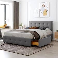 Upholstered Platform Bed With 4 Drawers