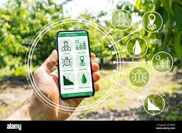 Smart Farming Digital Technology Agriculture App At Farm Stock Photo - Alamy