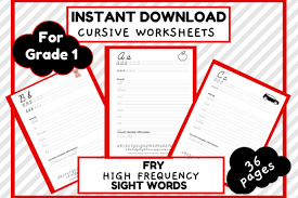 cursive sheets fry sight words grade 1