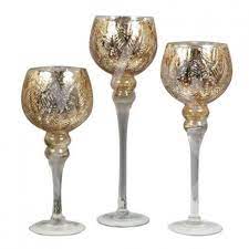 Gold Glass Goblet Style Candle Holders