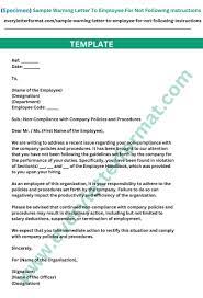sle warning letter to employee for