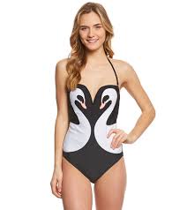 Betsey Johnson Swooning Swans One Piece Swimsuit At Swimoutlet Com Free Shipping
