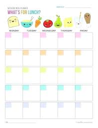 Family Meal Planner Template Menu Calendar Free Design