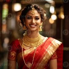 a beautiful south indian bride wearing
