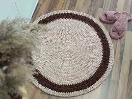 handmade crochet round striped rug