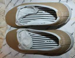 Women's Shoes, Slip-onFlats 9WW; beige and white Comfortview | eBay