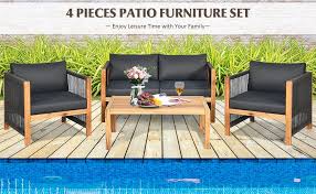 Acacia Outdoor Patio Wood Sofa Set