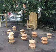 hand carved mushroom seat landscapes
