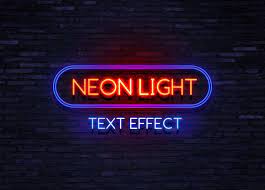 free neon text effect mockup psd