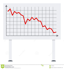 Board Down Red Graph Flat Icon On White Stock Vector