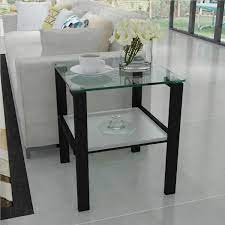Clear Square Top Glass End Table