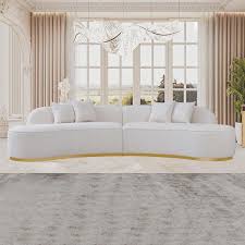Ottu Modern Living Room Luxury Tight Back Curvy Cream Boucle Fabric Couch