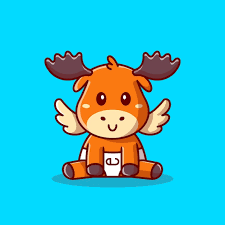 Cute Baby Moose Sitting Cartoon Icon