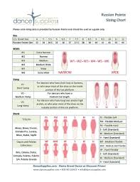 Russian Pointe Sizing Fill Online Printable Fillable