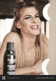 happy androgynous young guy with