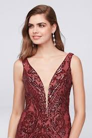 Sequined Mermaid Burgundy Prom Dress With Tiered Mikado