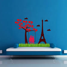 Wall Sticker Loving Couple With Eiffel