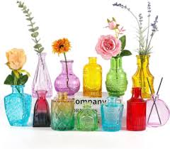 Coloured Glass Vases Centre Pieces