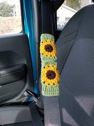 Sunflower Crochet Seat Belt Cover
