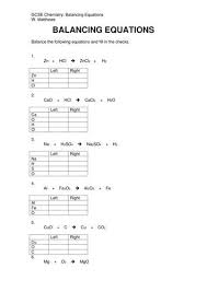 Chemical Equation Balancing Equations