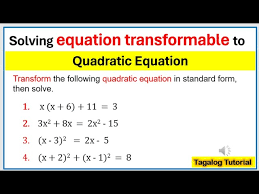 Equations To Quadratic Equation