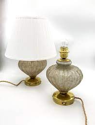 Murano Glass Bedside Table Lamps By