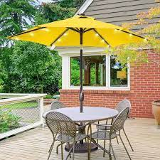 Joyesery 7 5 Ft Solar Led Patio Umbrellas With Solar Lights And Tilt On Market Umbrellas Yellow