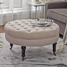 Get it as soon as mon, feb 8. Simhoo Large Round Tufted Lined Ottoman Coffee Table With Casters Beige Upholstery Button Footstool Cocktail With Wheels For Living Room Buy Online In Antigua And Barbuda At Antigua Desertcart Com Productid 124648065