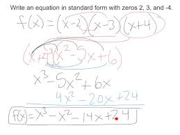 Equation In Standard Form Given Zeros