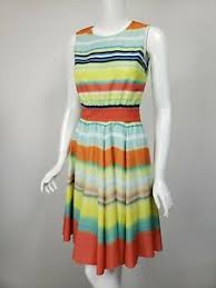 Details About Ted Baker Bright Colorful Stripe Tie Waist A Line Skirt Dress Sz 1 Us Xs