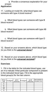 solved looking at model 4a what blood