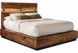 Full mates platform bed with storage platform bed that has to choose from a leader and four drawers depending on. Coaster Winslow King Platform Bed With Live Edge Look And Storage Drawers In Siderail A1 Furniture Mattress Platform Beds Low Profile Beds