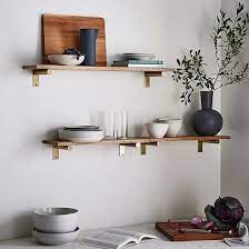 Linear Raw Mango Wood Wall Shelves With