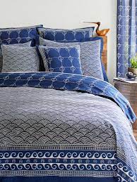 Pacific Blue Nautical Asian Indigo Blue Duvet Cover In Cotton 108in X 90in King By Saffron Marigold