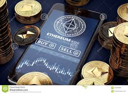 Smartphone With Ethereum Trading Chart On Screen Among Piles