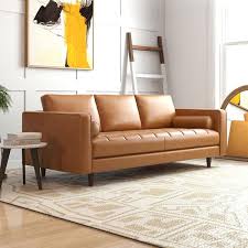 mid century modern genuine leather sofa