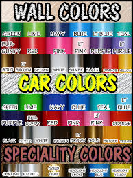 Color Chart Stickers Car Graphics Wall Decals
