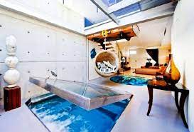 Contemporary Apartment with Aquarium Under Floor Designed in Australia gambar png