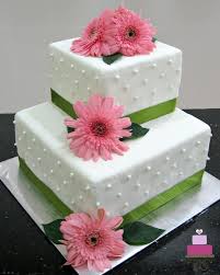 pink gerbera daisy wedding cake with