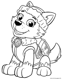 Chase the police dog is up first for you to color in this series of free paw patrol coloring sheets for kids! Paw Patrol Everest Coloring Pages Printable