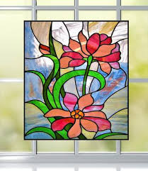Faux Stained Glass Flower Window Cling