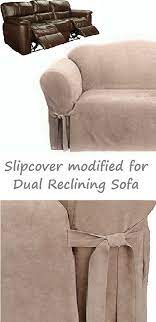 dual reclining sofa slipcover suede