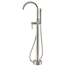 I'm guessing they'll have it there. Ove Decors Athena Single Handle Floor Mounted Roman Tub Faucet With Hand Shower In Brushed Nickel Tf 960110 Satmo The Home Depot In 2021 Bathtub Faucet Freestanding Bathtub Faucet Freestanding Faucets