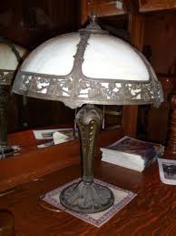 Panel Slag Glass Lamp Hobbit Antiques