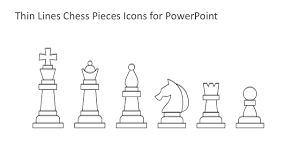 Thin Lines Chess Pieces Icons For Powerpoint