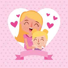 Smiling Mom Huggings Daughter In Heart Mothers Day Card Vector