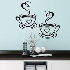 Double Coffee Cups Wall Stickers On The Kitchen Vinyl Art Wall Decals Adhesive Wallpapper Room Decoration Home Decor