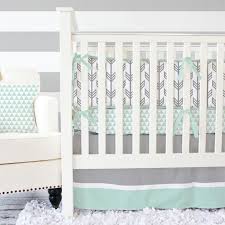 Mint Gray Arrow Baby Bedding Modern